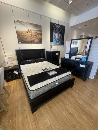 Charlie black queen bedroom set closeout at Palacio Furniture Arlington