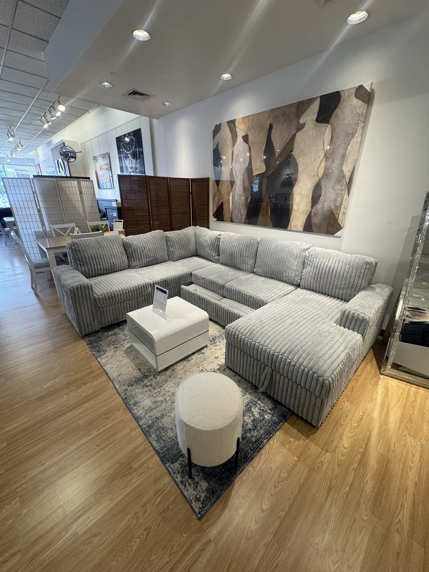 Divine grey sleeper sectional closeout at Palacio Furniture Arlington