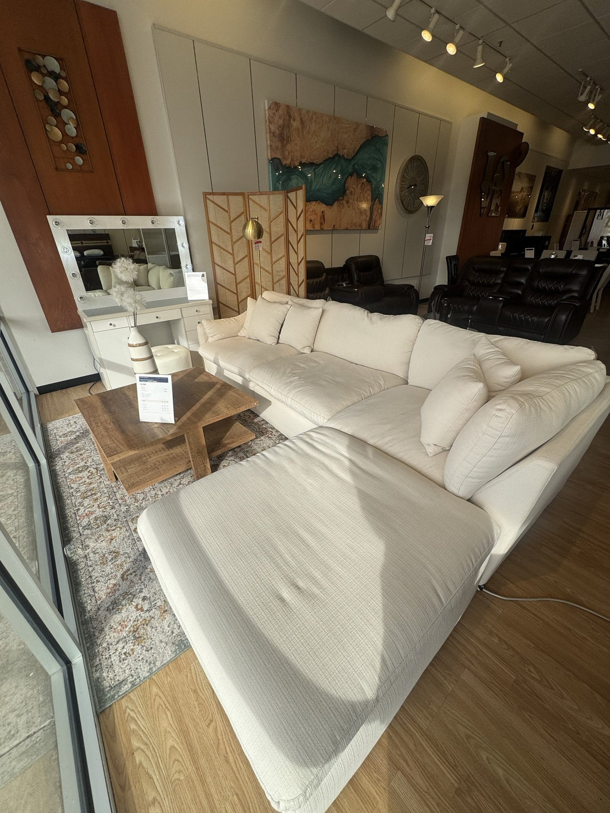 Hobson ivory cloud modular sectional closeout at Palacio Furniture Arlington