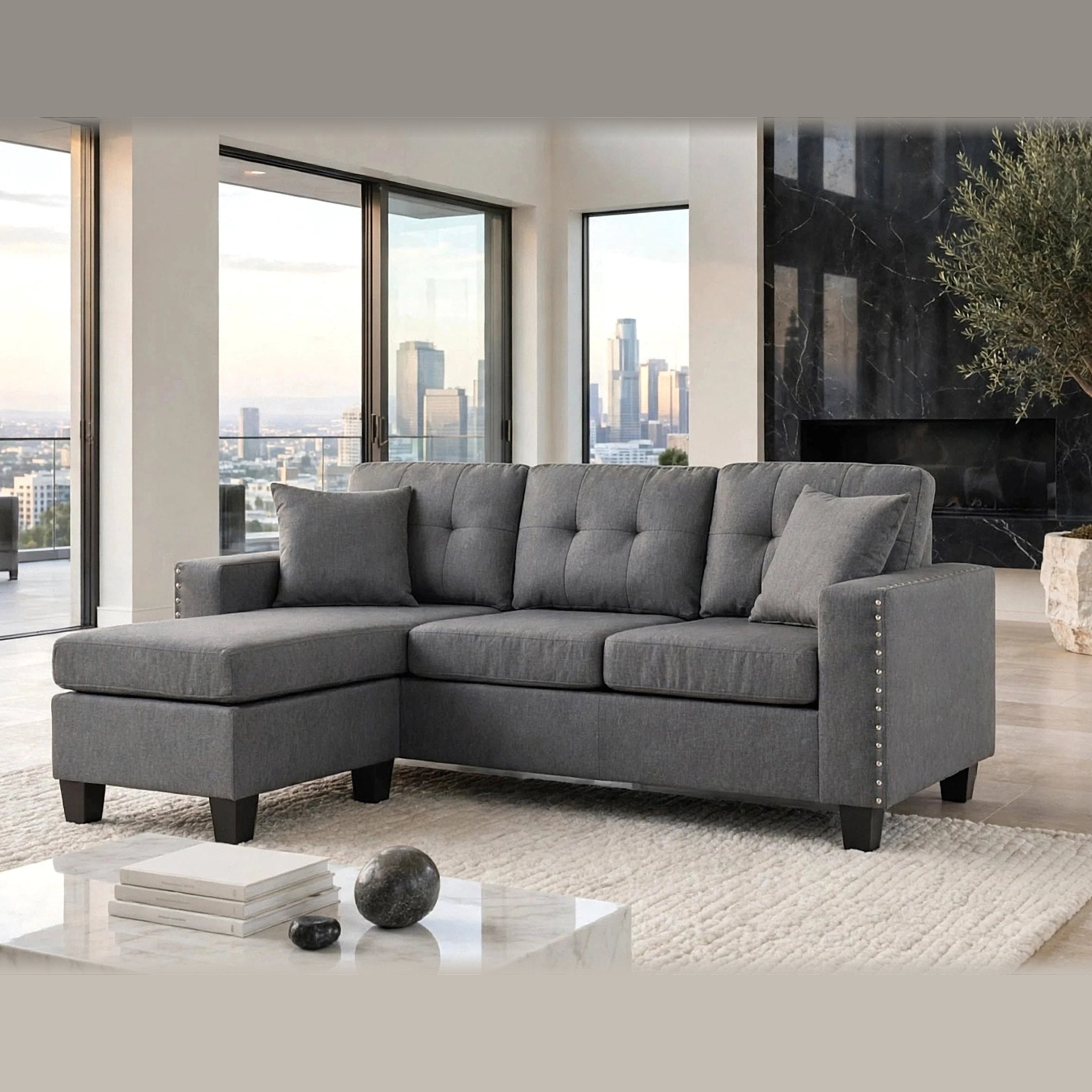 Cris Sectional – Charcoal