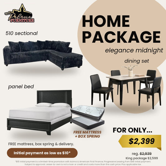Elegance Home Package Midnight + FREE Mattress, Box Spring & Delivery