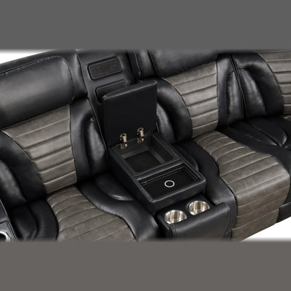 Ibiza power reclining sectional - black