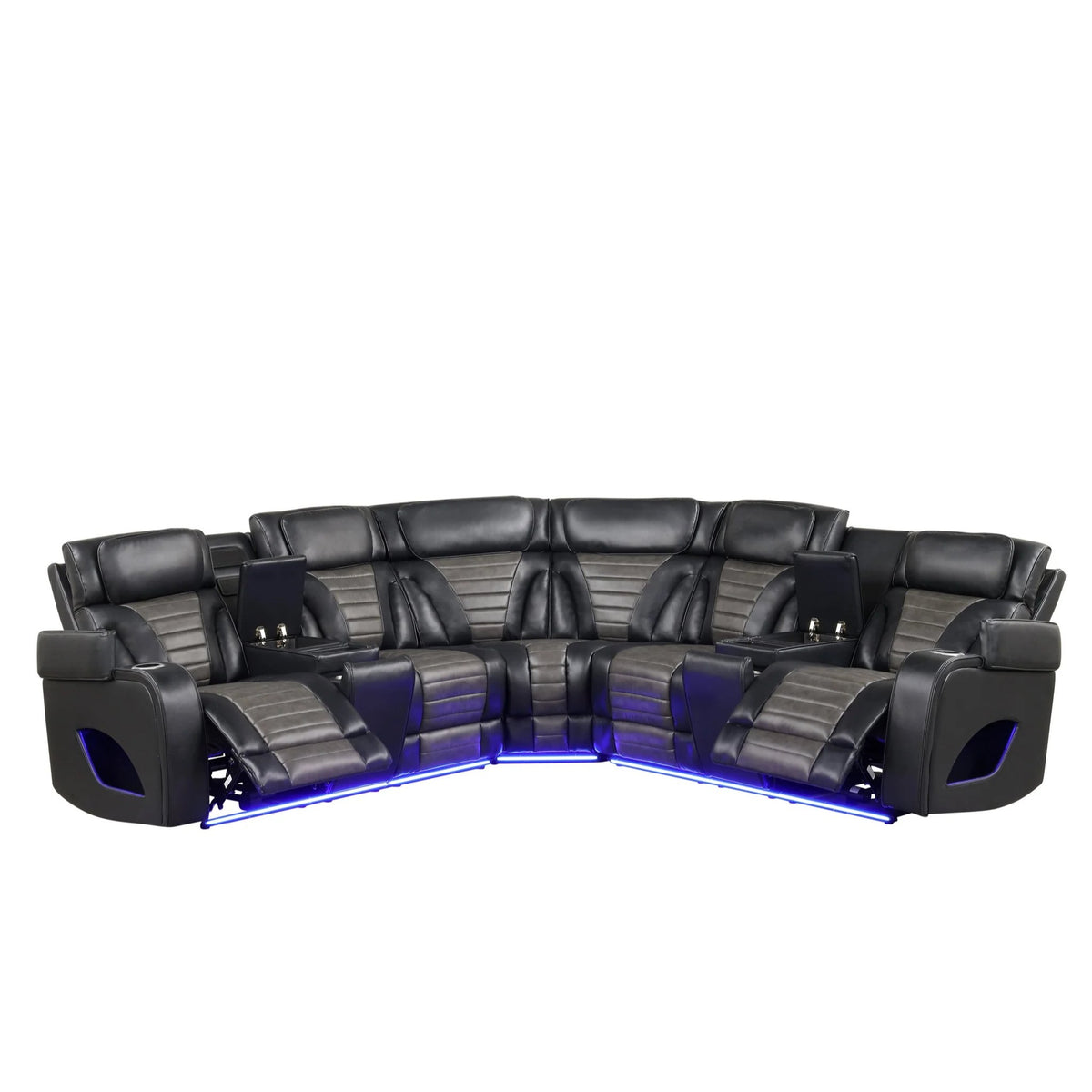 Ibiza power reclining sectional - black