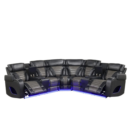 Ibiza power reclining sectional - black