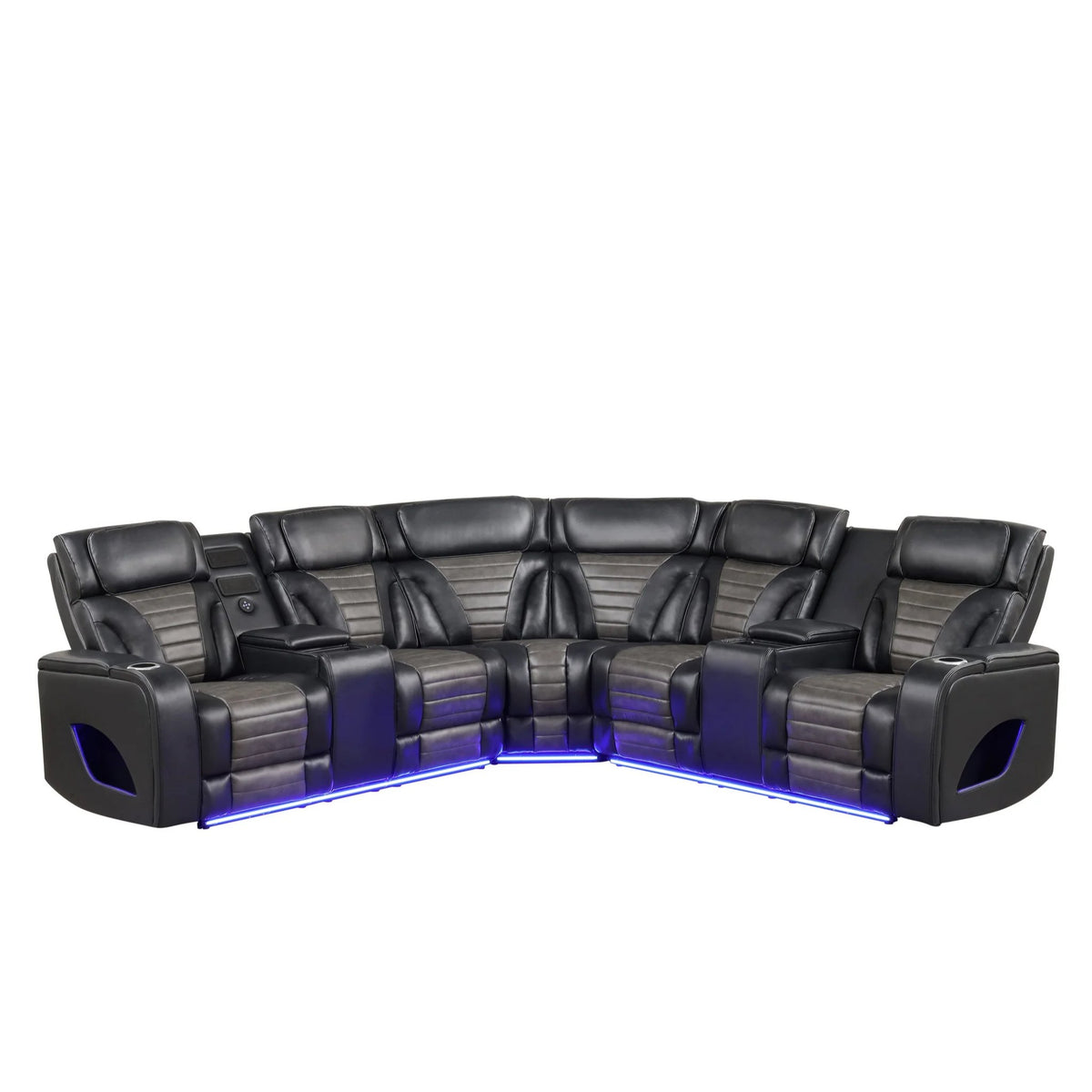 Ibiza power reclining sectional - black