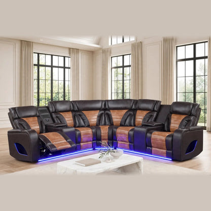 Ibiza power reclining sectional - brown