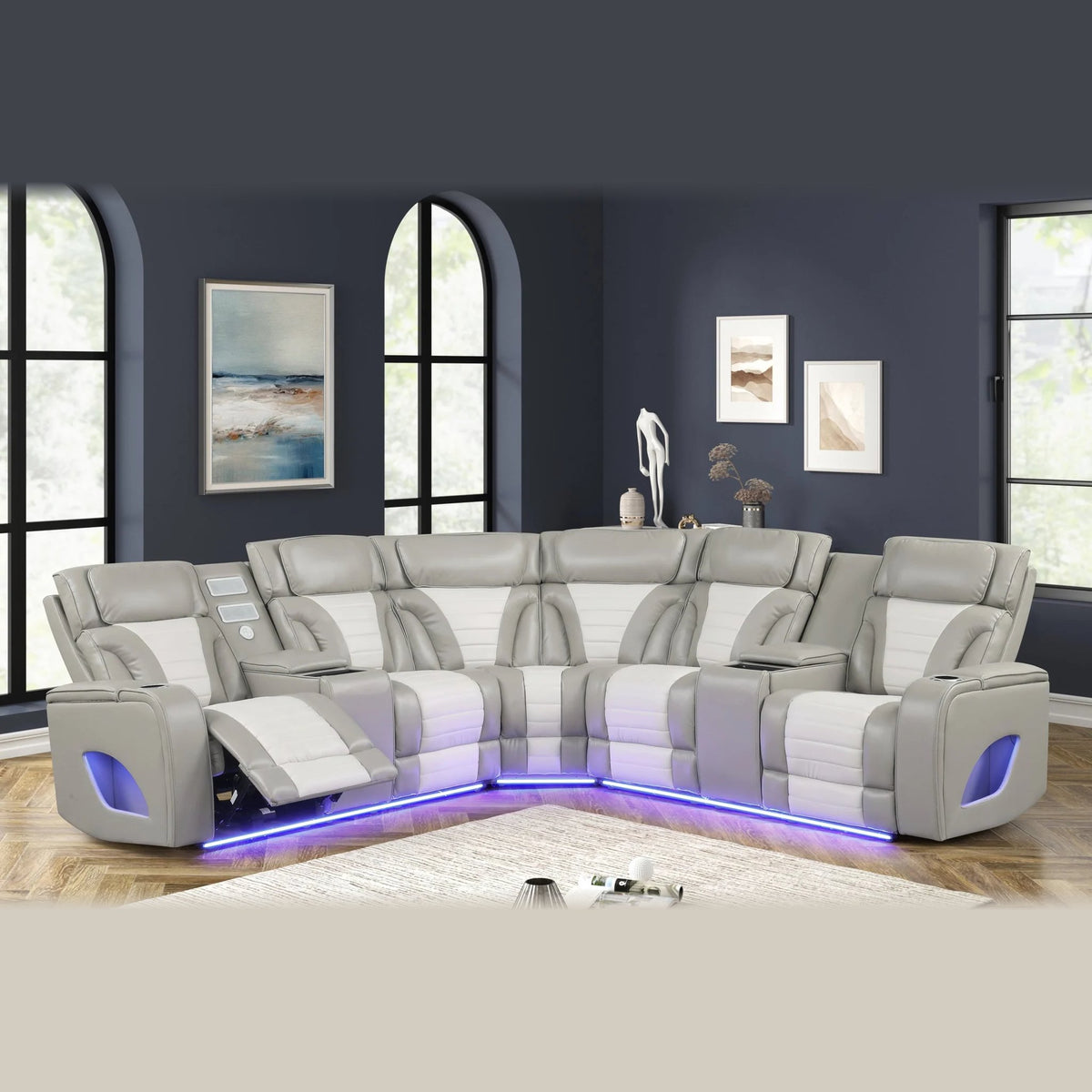 Ibiza power reclining sectional - gray