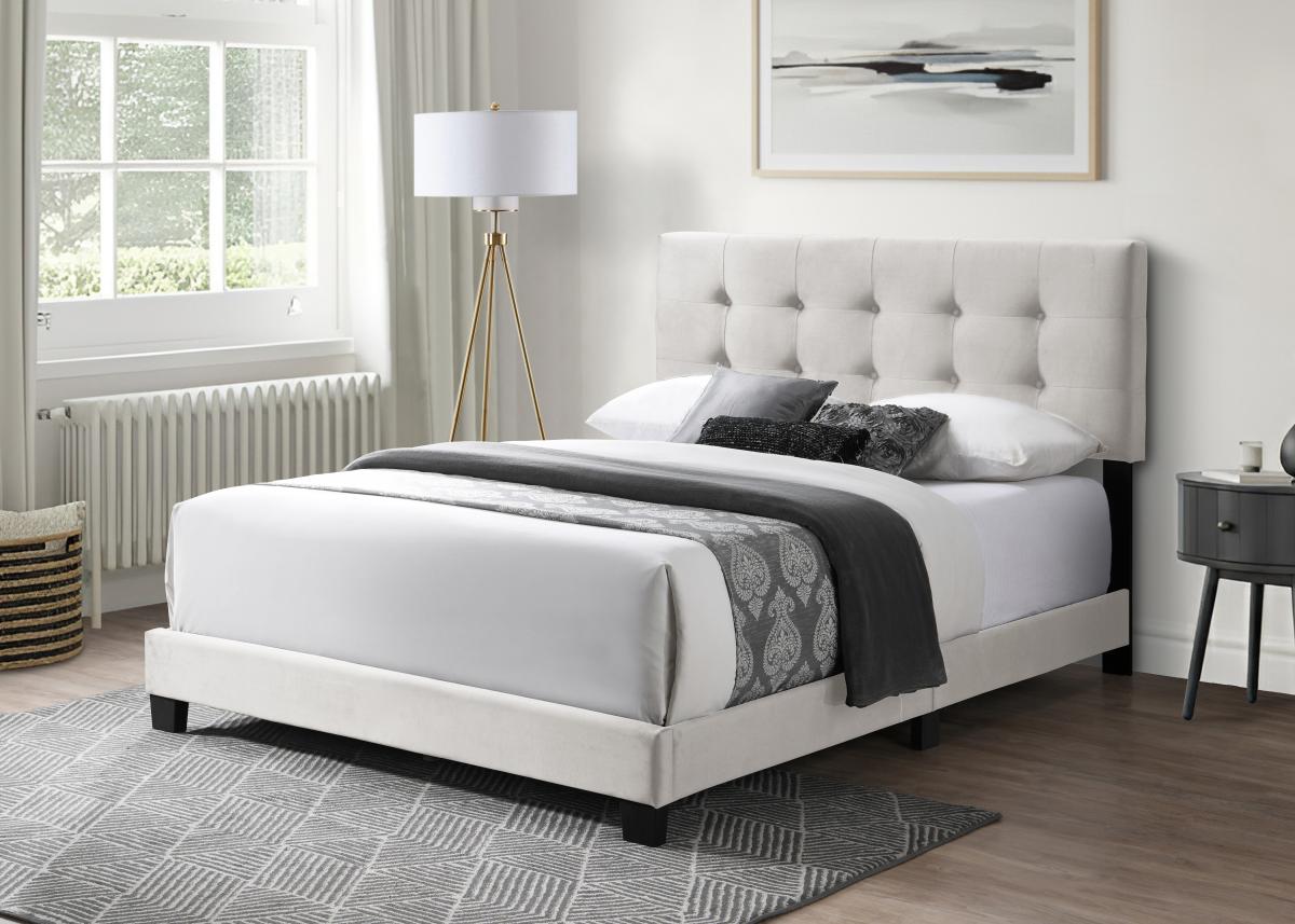 Isabella upholstered platform bed - Beige