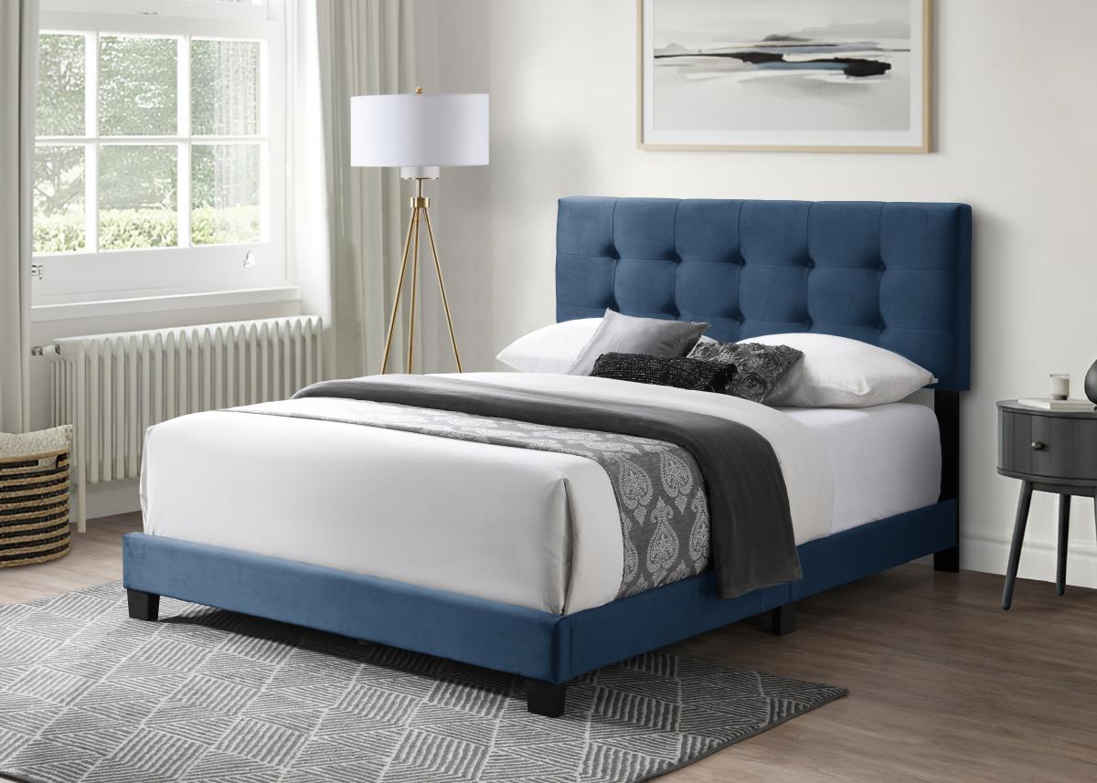 Isabella upholstered platform bed - Blue