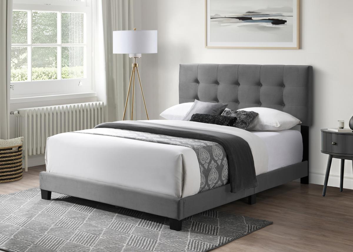 Isabella upholstered platform bed - Grey