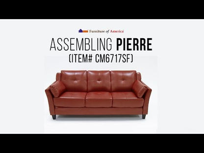  Furniture of America Pierre Stationary Leatherette Sofa CM6717BR-SF-PK EXTERNAL_VIDEO 1