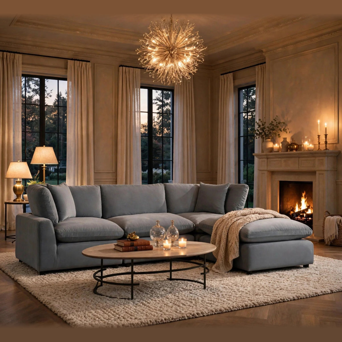 Sky modular sectional – Grey Velvet