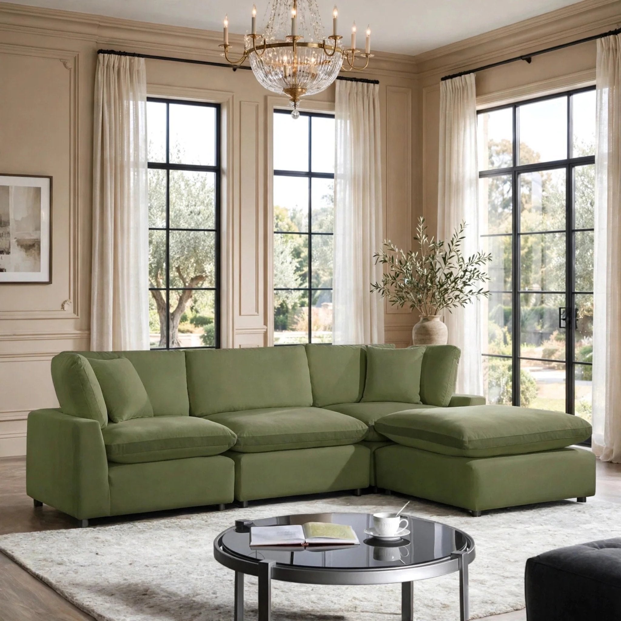 Sky modular sectional – Olive Velvet