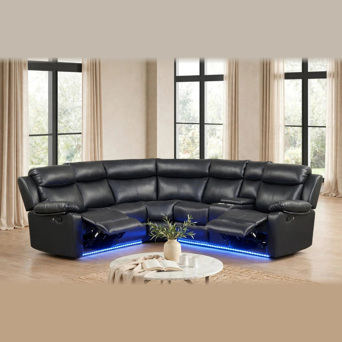 Super reclining sectional - black