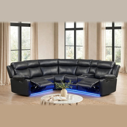 Super reclining sectional - black