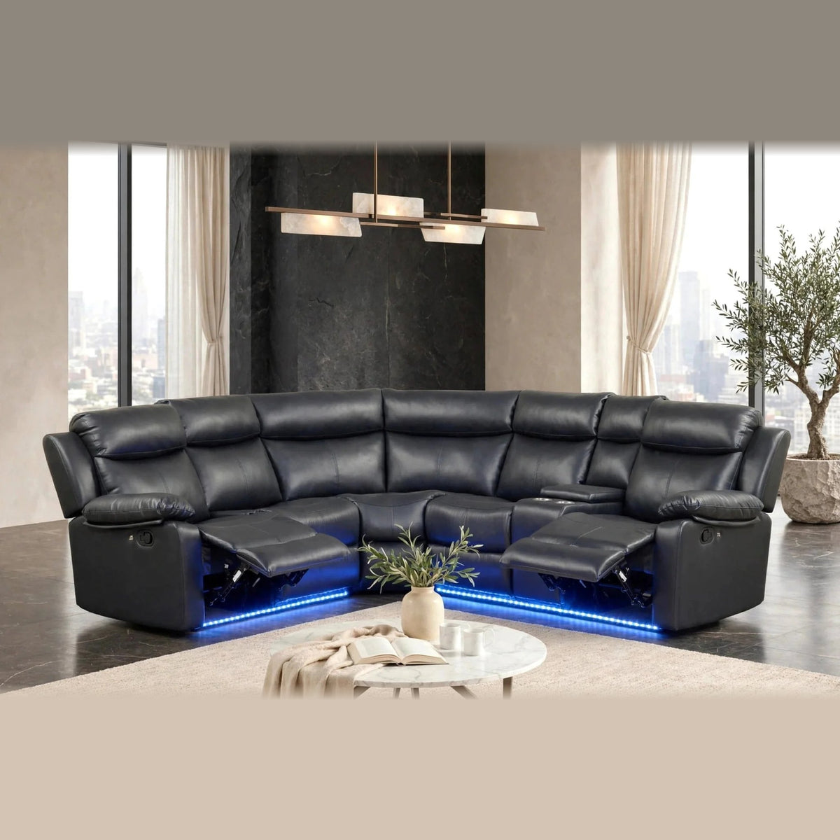 Super reclining sectional - black
