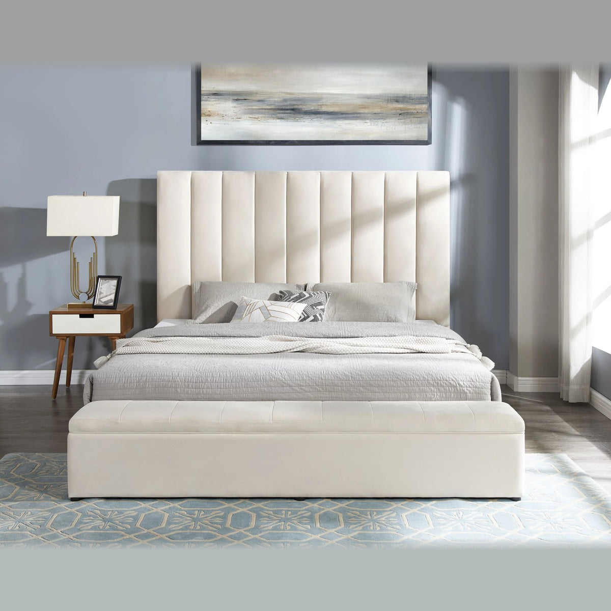 Valencia King Bed – Beige